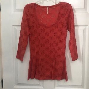 Free People coral peplum pullover top